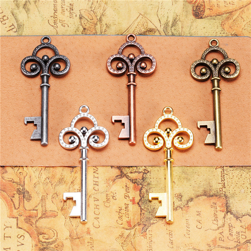Vintage Double-Sided Bottle Opener Key Charm Pendant 66x28mm