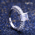 Silver Square Halo Split Shank Ring In A Polished Decorative Design view 5