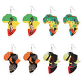 Africa Map Shaped Printed Wood Hook Earrings in Seven Designs view 1