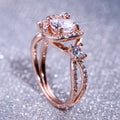 Rose Gold Tone Round Stone Star Accent Ring In A Polished Decorative Design view 1