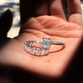 Silver Emerald Cut Eternity Band In A Polished Decorative Design view 2