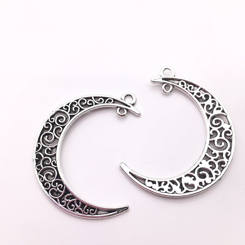 Vintage Zinc Alloy Hollow Moon Star Charm Pendant for DIY Necklace Keychain Jewelry