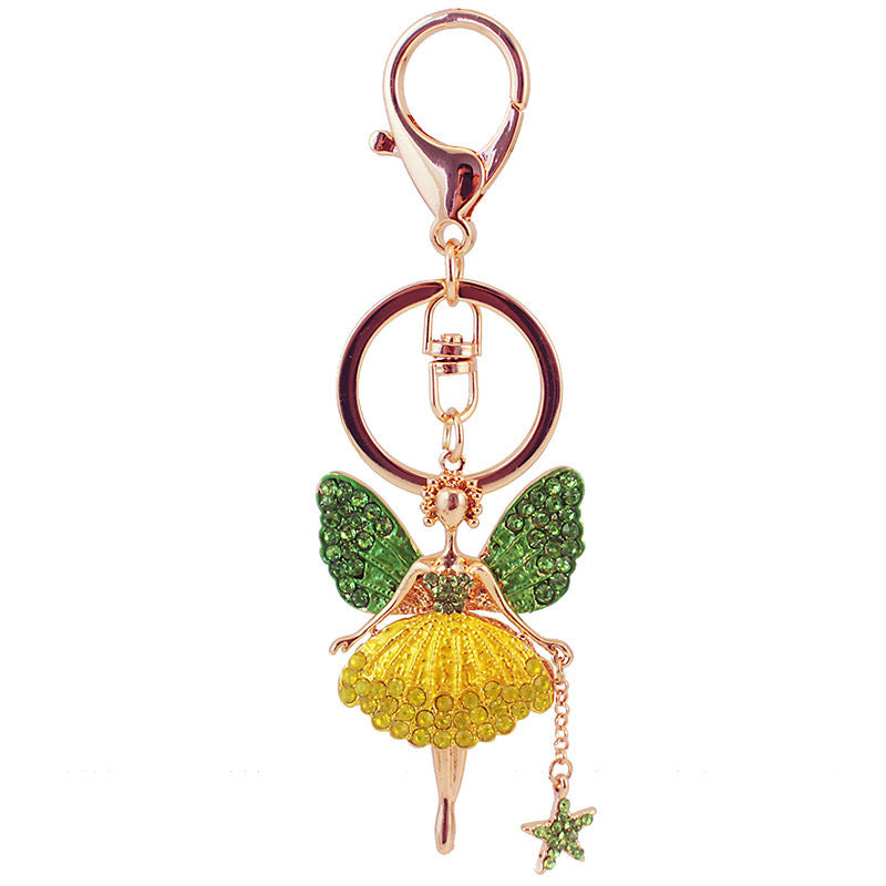 Cute Angel Fairy Girl Keychain with Star and Butterfly Metal Bag Charm