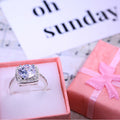 Silver Cushion Halo Pavé Ring In A Polished Decorative Design view 3