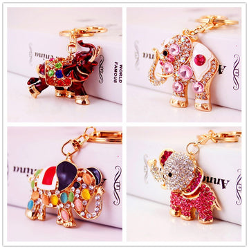 Elephant Keychains With Rhinestone Details in 20 Styles