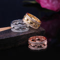 Wide Multi-Row Crystal Band Ring in Three Metal Finishes view 3