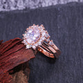 Rose-Gold-Tone Oval Halo Crystal Two-Piece Ring Set view 4