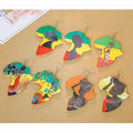 Africa Map Shaped Printed Wood Hook Earrings in Seven Designs view 3