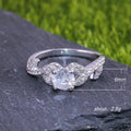 Silver Tone Leaf Bypass Ring With Clear Stones Statement Jewelry view 5