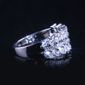 Silver Double Row Marquise Stone Band Ring In A Polished Decorative Design view 4