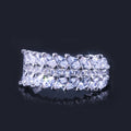 Silver Double Row Marquise Stone Band Ring In A Polished Decorative Design view 3