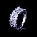 Silver Double Row Marquise Stone Band Ring In A Polished Decorative Design view 2