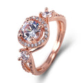 Rose Gold Tone Round Stone Star Accent Ring In A Polished Decorative Design view 4