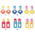 Red Yellow and Pink Geometric Long Statement Stud Earrings view 2