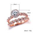 Rose Gold Tone Round Crystal Three Piece Ring Set Jewelry view 5