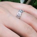 Three Rail Link Band Ring In Silver Gold Or Rose Gold Tone view 3