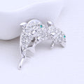 Pair of Rhinestone Dolphin Brooches with Pale Aqua Accents view 4