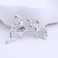 Pair of Rhinestone Dolphin Brooches with Pale Aqua Accents view 6