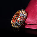 Two Tone Gold Silver Filigree Openwork Clear Stone Band Ring view 3