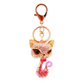 Rhinestone Cat Keychain With Bow, Lobster Clasp And Split Ring view 5