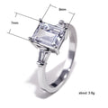 Silver Emerald Cut Clear CZ Baguette Side Accents Ring view 5