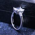 Silver Emerald Cut Clear CZ Baguette Side Accents Ring view 4