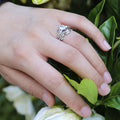 Antique Silver Tone Scrollwork Ring With Clear Cluster view 2