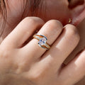 Two-Tone Oval Solitaire Ring With Clear Crystal Split Band view 2