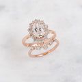 Rose-Gold-Tone Oval Halo Crystal Two-Piece Ring Set view 6