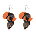 Africa Map Shaped Printed Wood Hook Earrings in Seven Designs view 9