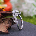 Silver Tone Leaf Bypass Ring With Clear Stones Statement Jewelry view 4
