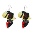 Africa Map Shaped Printed Wood Hook Earrings in Seven Designs view 8