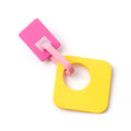Red Yellow and Pink Geometric Long Statement Stud Earrings view 3