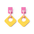 Red Yellow and Pink Geometric Long Statement Stud Earrings view 5