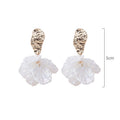 Gold Textured Oval and White Petal Cluster Stud Earrings view 4