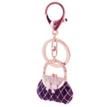 Rhinestone Handbag-Shaped Keychain With Bow And Lobster Clasp view 5