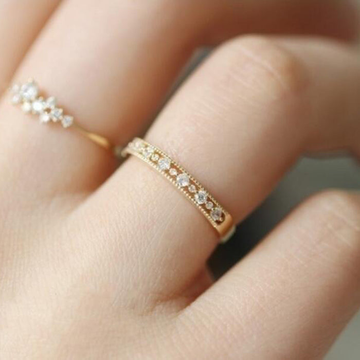 Gold-Tone Slim Bow Ring With Clear Crystal Accents