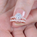 Rose Gold Tone Round Crystal Three Piece Ring Set Jewelry view 2