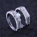 Square Center Stone Three Piece Ring Set With Clear Stone Accents view 3