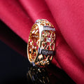 Two Tone Gold Silver Filigree Openwork Clear Stone Band Ring view 2