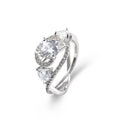Silver Tone Round Stone Ring with Twisted Open Band view 2