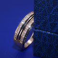 Three Row Crystal Channel Band Ring in Three Metal Tones view 2