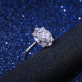 Silver Tone Round Cluster Ring With Split Shank Statement Jewelry view 3