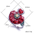 Silver Tone Red Enamel Poppy Flower Ring Jewelry Design view 5