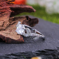 Silver Tone Leaf Bypass Ring With Clear Stones Statement Jewelry view 3