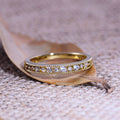 Gold-Tone Slim Bow Ring With Clear Crystal Accents view 3