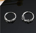 Antique Silver Tone Small Hoop Earrings in Three Scrollwork Designs view 6