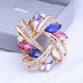 Faceted Glass Woven Flower Scarf Clip Brooch in Three Colors view 4