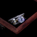 Two Tone Square Stone Split Band Ring In A Polished Decorative Design view 2