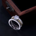 Two Tone Square Stone Split Band Ring In A Polished Decorative Design view 4